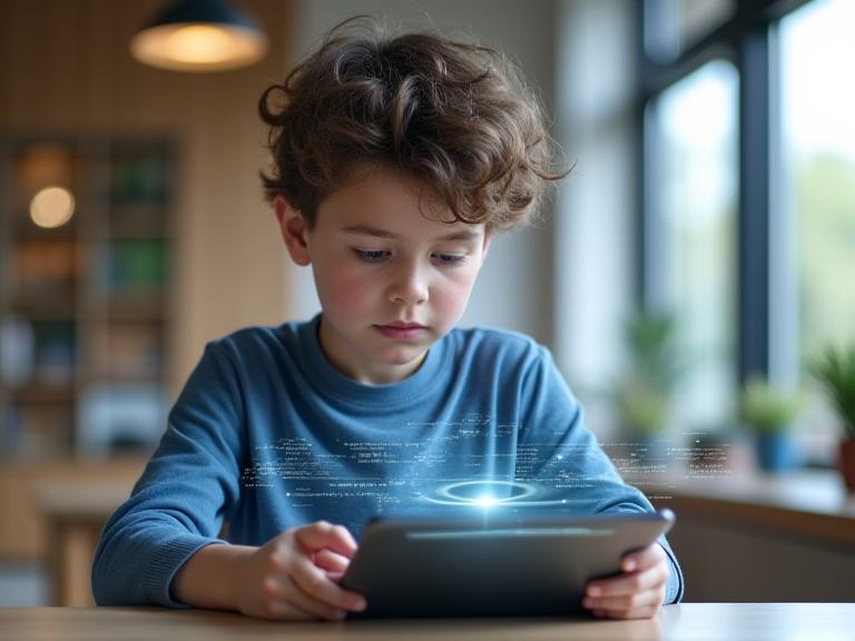 Un étudiant interagissant avec un tuteur IA sur une tablette